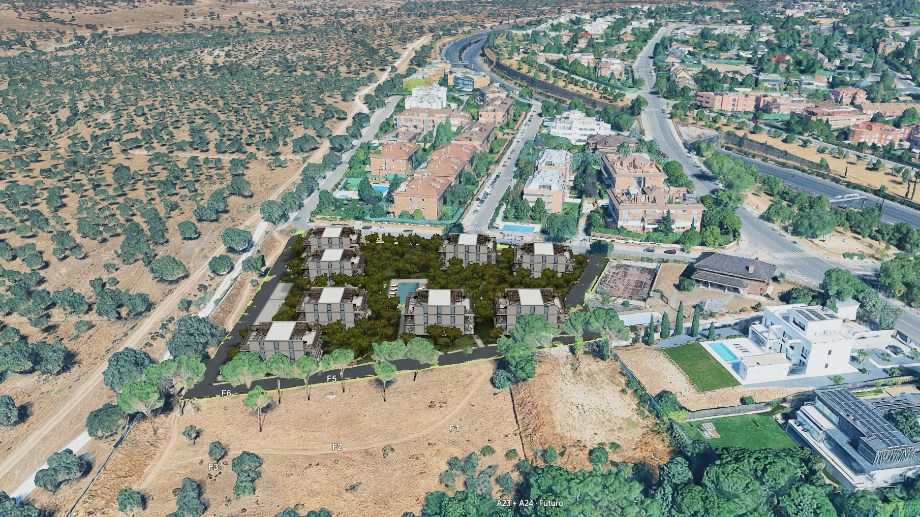 Parcela de Residencial Laguna vista desde el aire