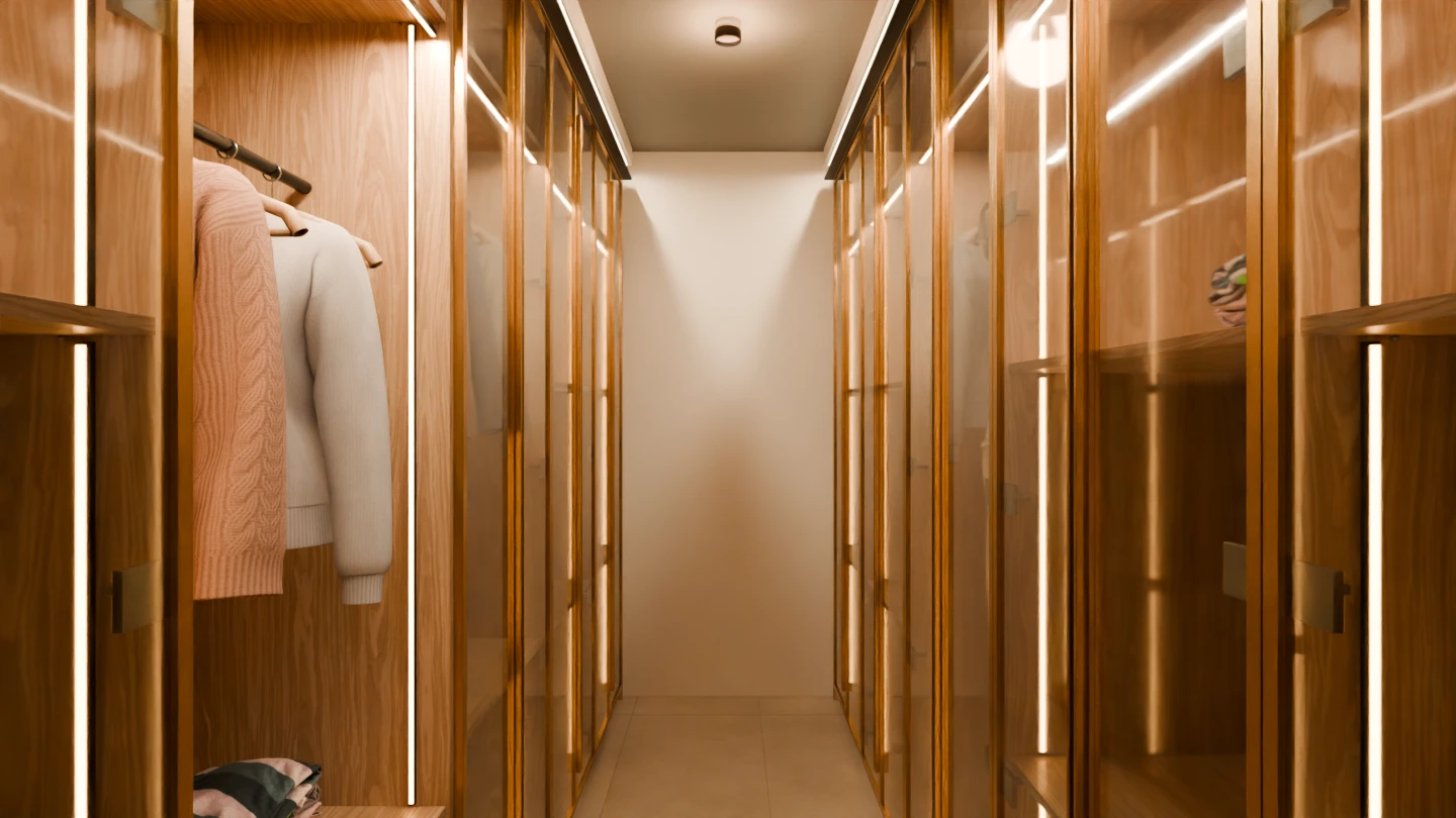 Vestidor iluminado de la suite